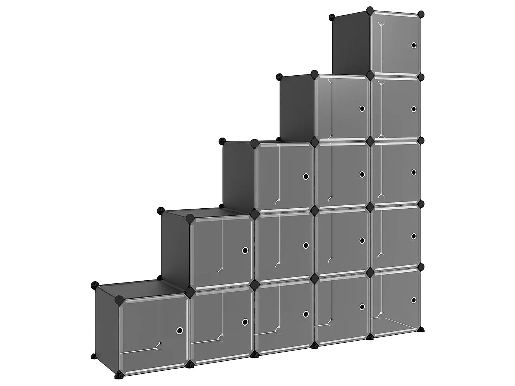Cubes de rangement 15 pcs avec portes Noir PP