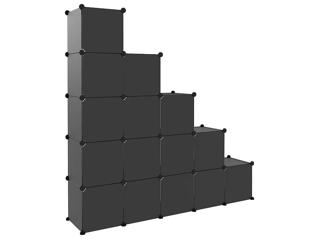 Cubes de rangement 15 pcs avec portes Noir PP