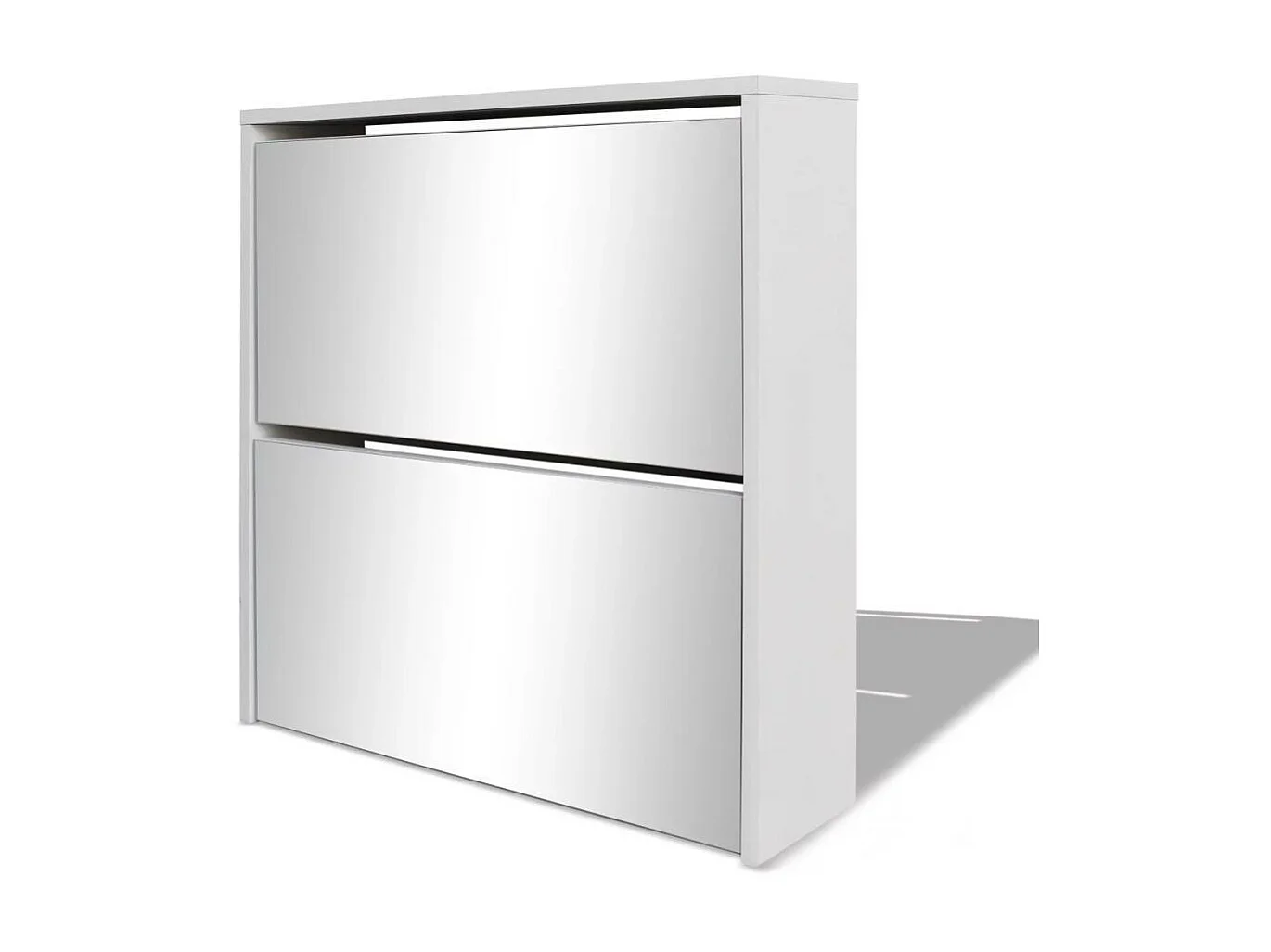 Meuble à chaussures 2 étages avec miroir 63 x 17x67 Blanc