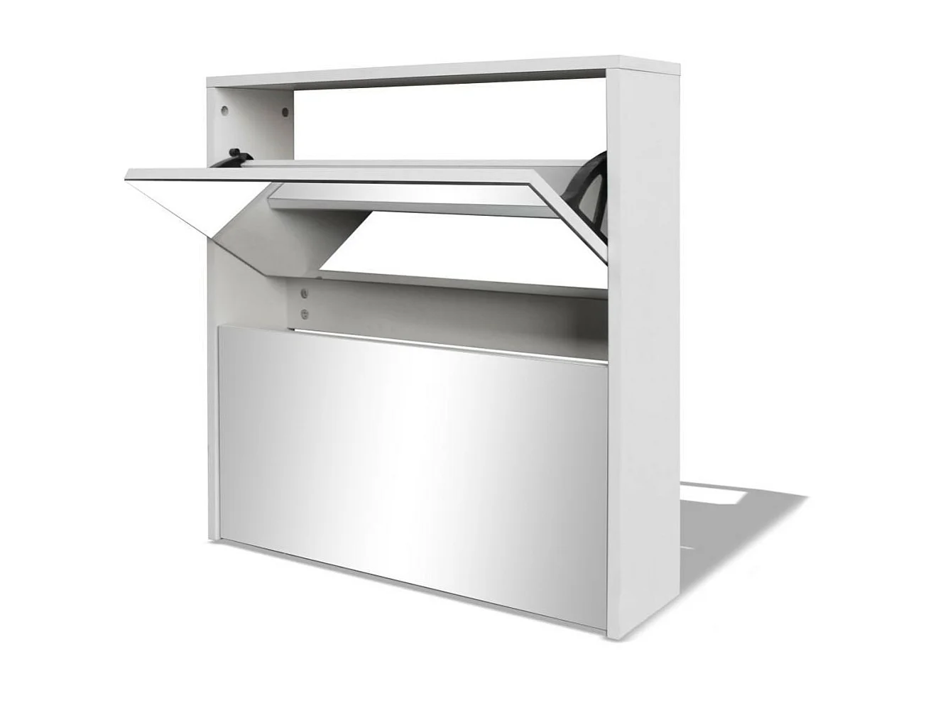 Meuble à chaussures 2 étages avec miroir 63 x 17x67 Blanc