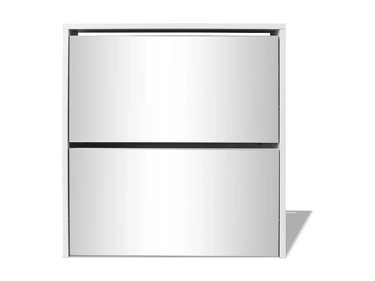 Meuble à chaussures 2 étages avec miroir 63 x 17x67 Blanc