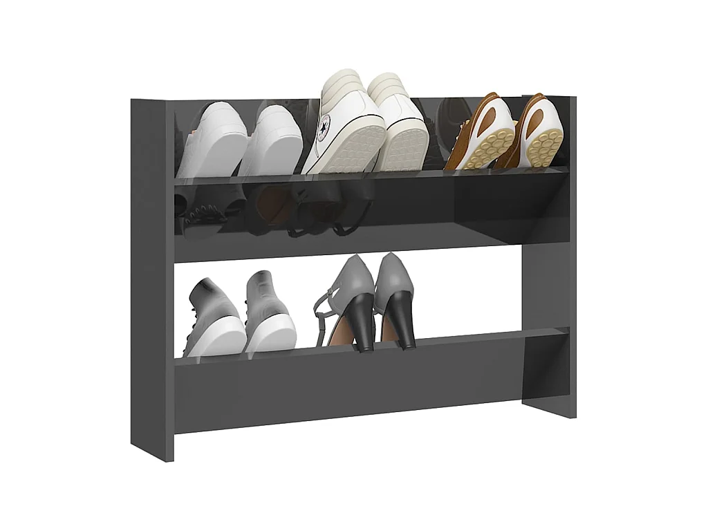 Armoire à chaussures murale Gris brillant 80x18x60