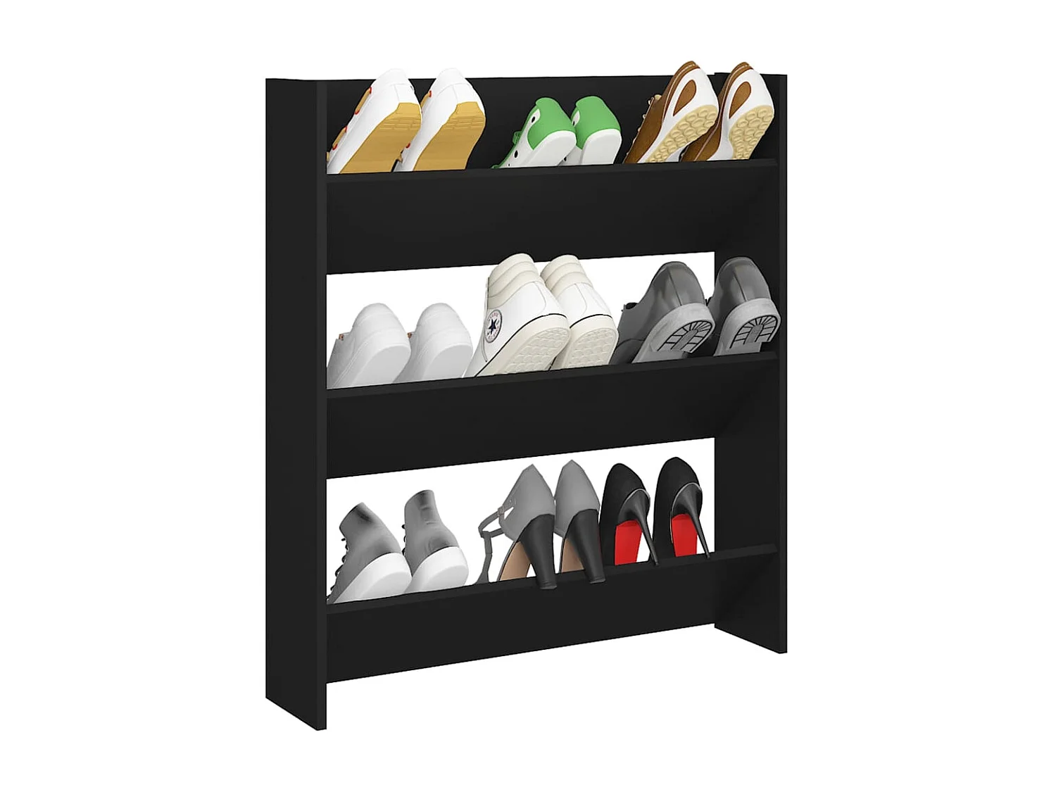 Armoire à chaussures murale en bois kalipé L 80 x H 90 - Format pratique-Noir