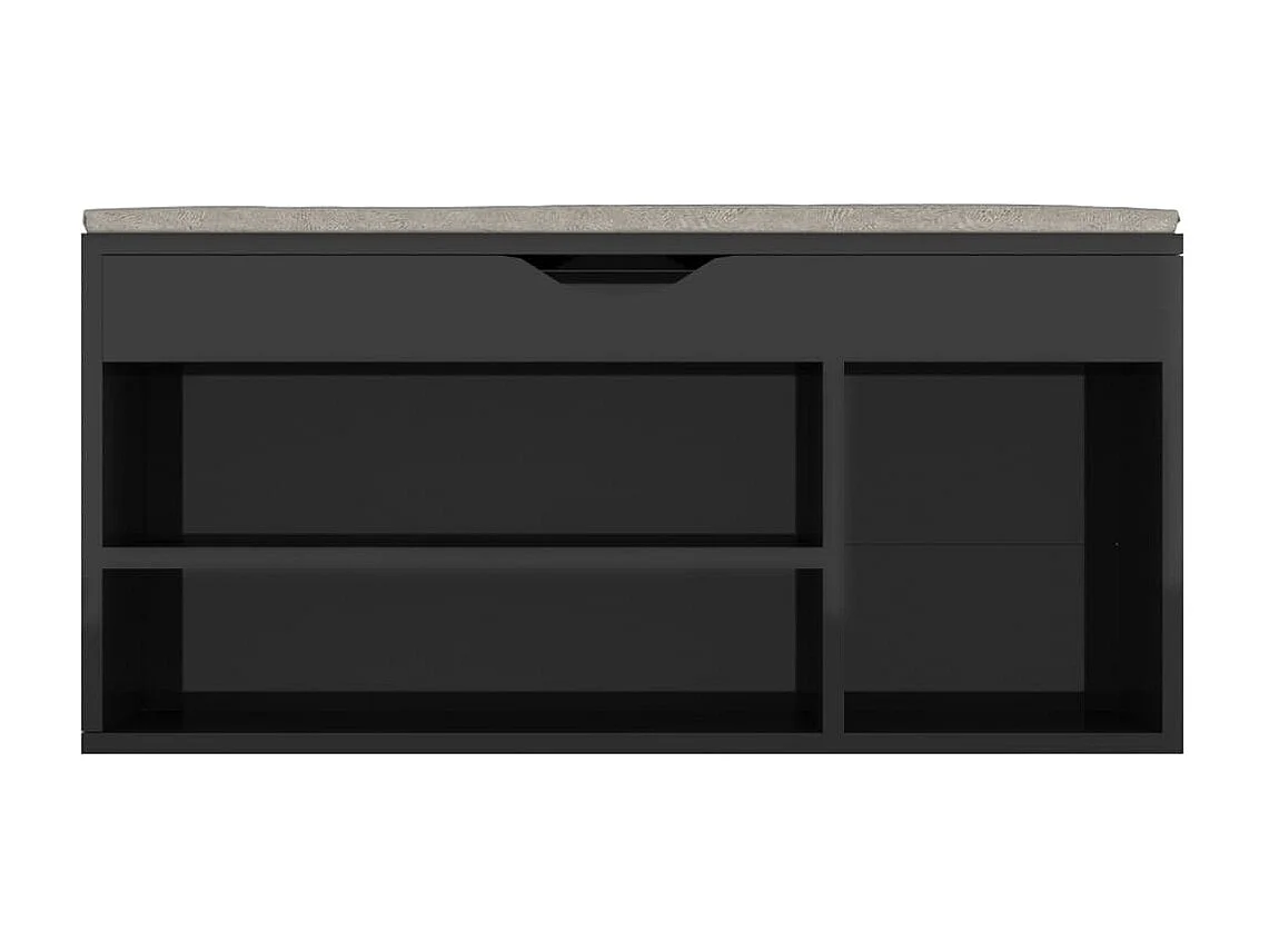 Banc à chaussures coussin Noir brillant 104x30x49