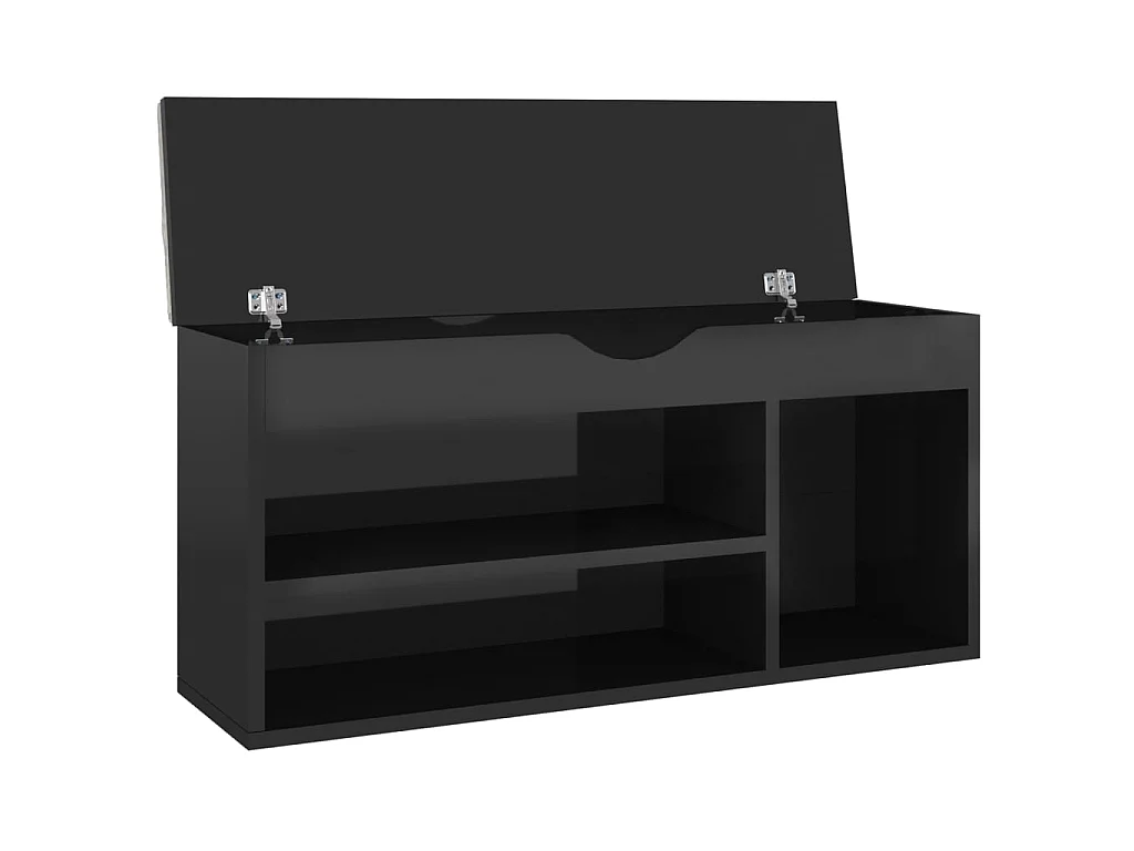 Banc à chaussures coussin Noir brillant 104x30x49