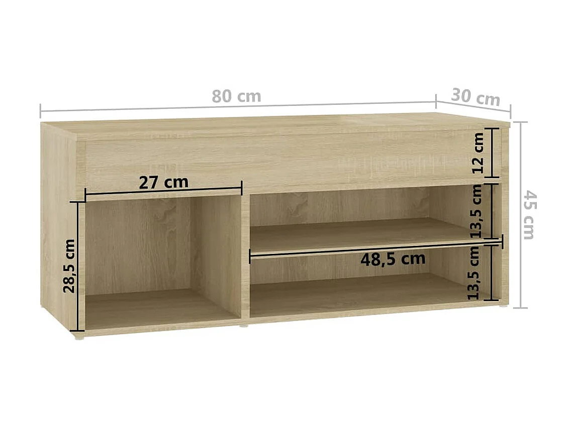 Banc à chaussures Chêne sonoma 80x30x45