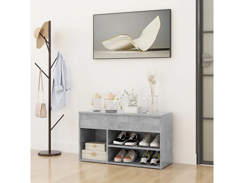 Banc à chaussures Gris béton 80x30x45