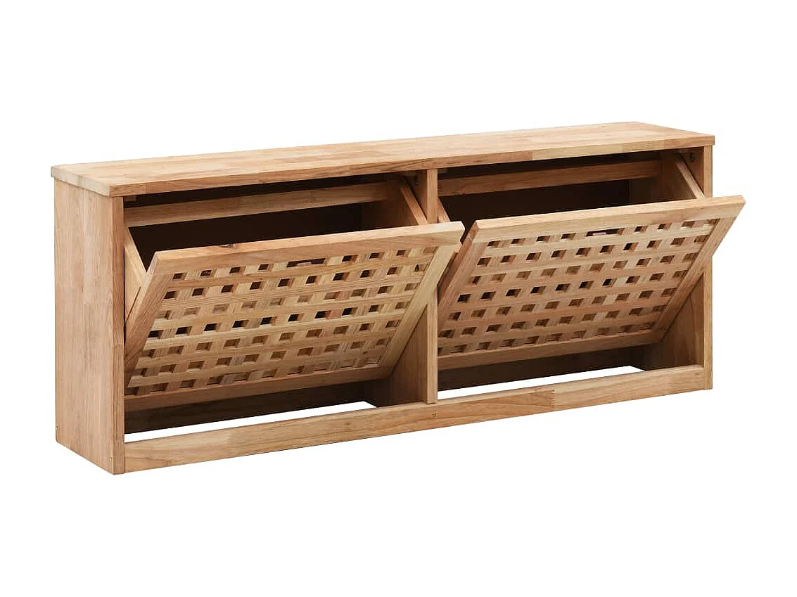Banc de rangement de chaussures 94x20x38 Bois massif de noyer