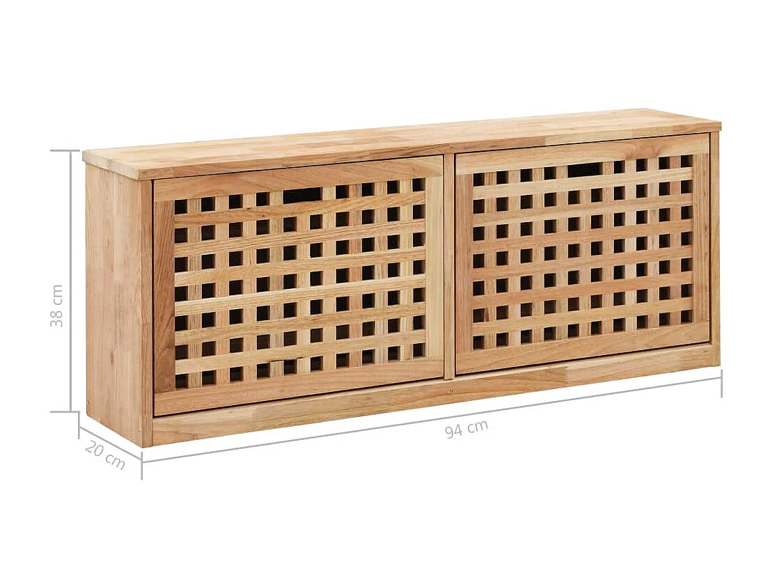Banc de rangement de chaussures 94x20x38 Bois massif de noyer