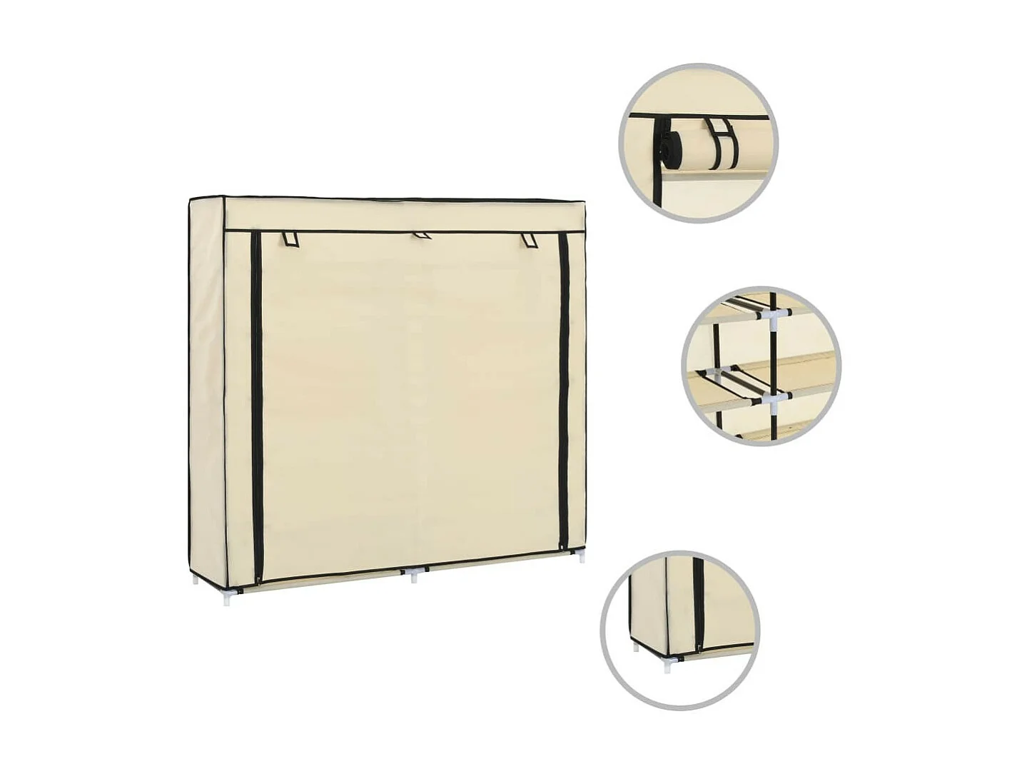 Armoire à chaussures avec housse Crème 115x28x110 Tissu