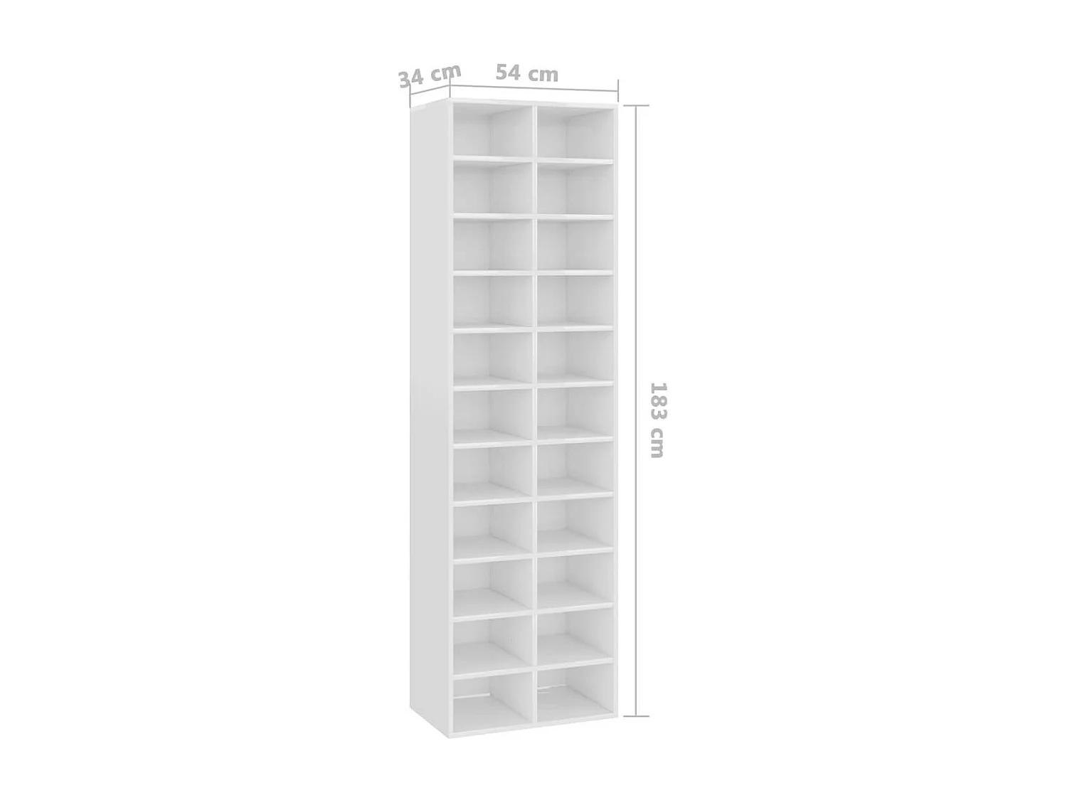 Armoire à chaussures Blanc brillant 54x34x183