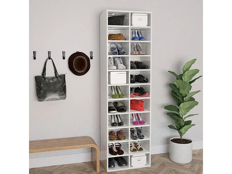 Armoire à chaussures Blanc brillant 54x34x183