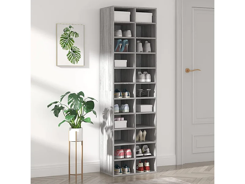 Meuble à chaussures Sonoma gris 54x34x183 Bois d'ingénierie