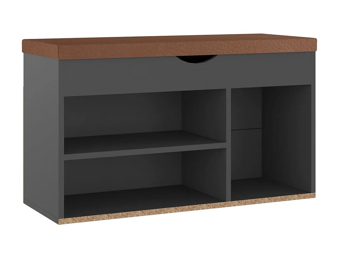 Banc à chaussures avec coussin Gris 80x30x47