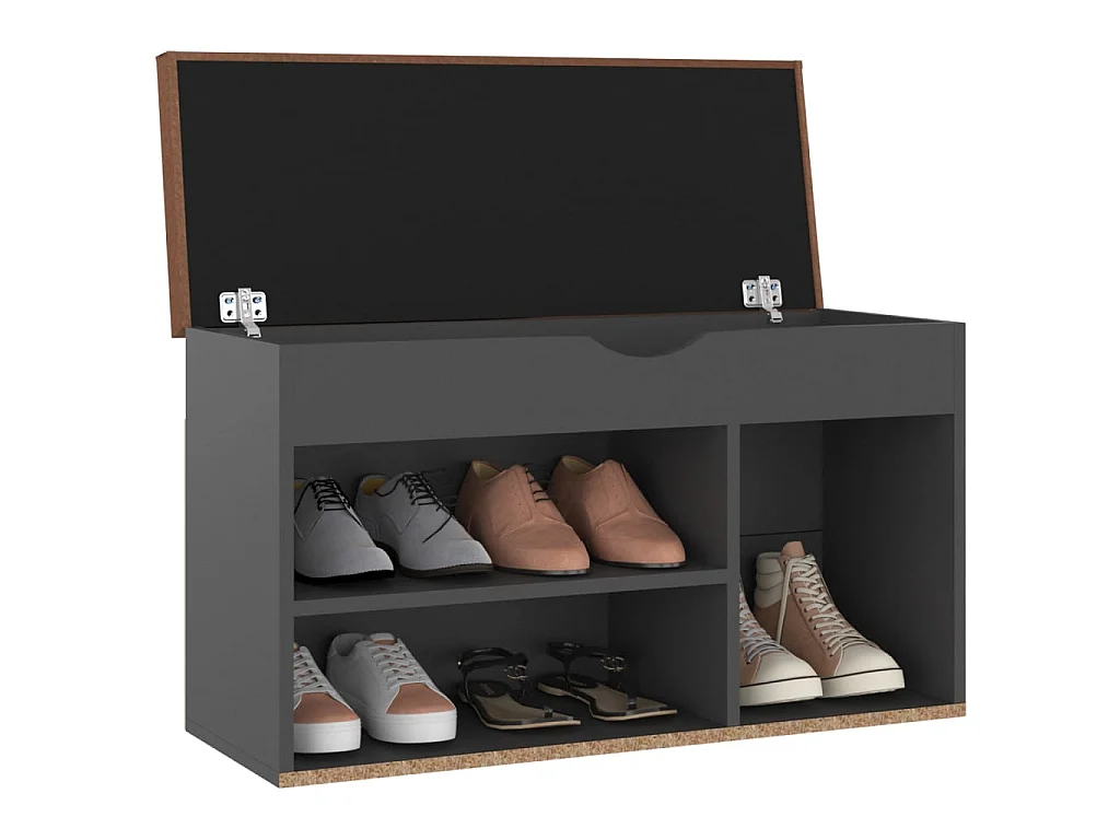 Banc à chaussures avec coussin Gris 80x30x47