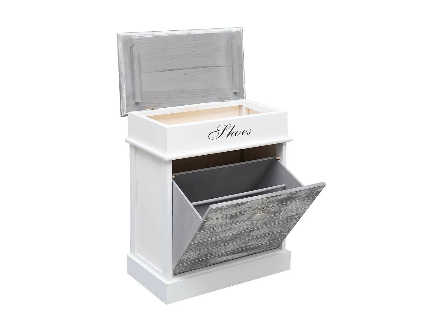 Armoire à chaussures Gris 50 x 28x58 Bois de Paulownia 2