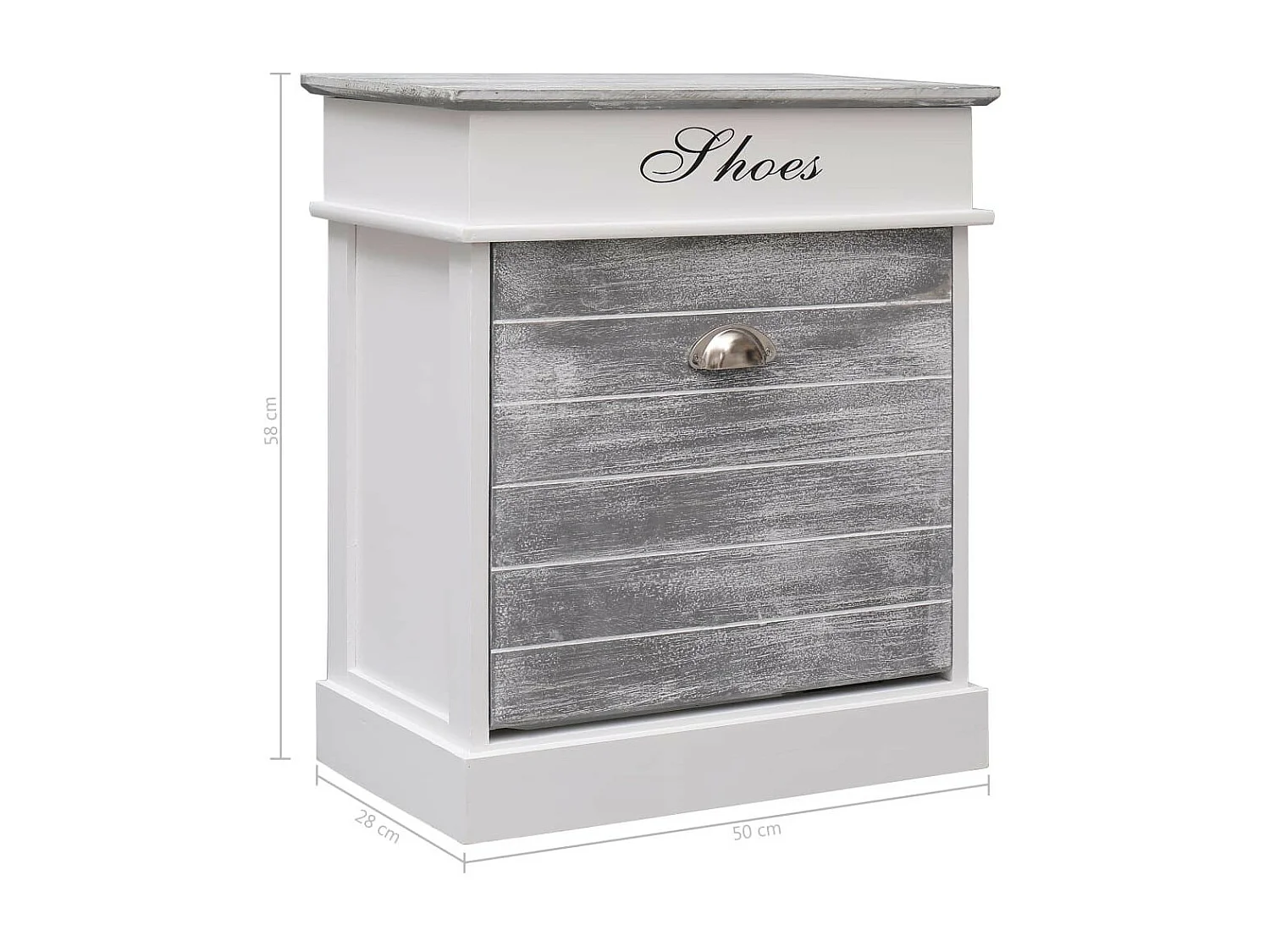 Armoire à chaussures Gris 50 x 28x58 Bois de Paulownia 2