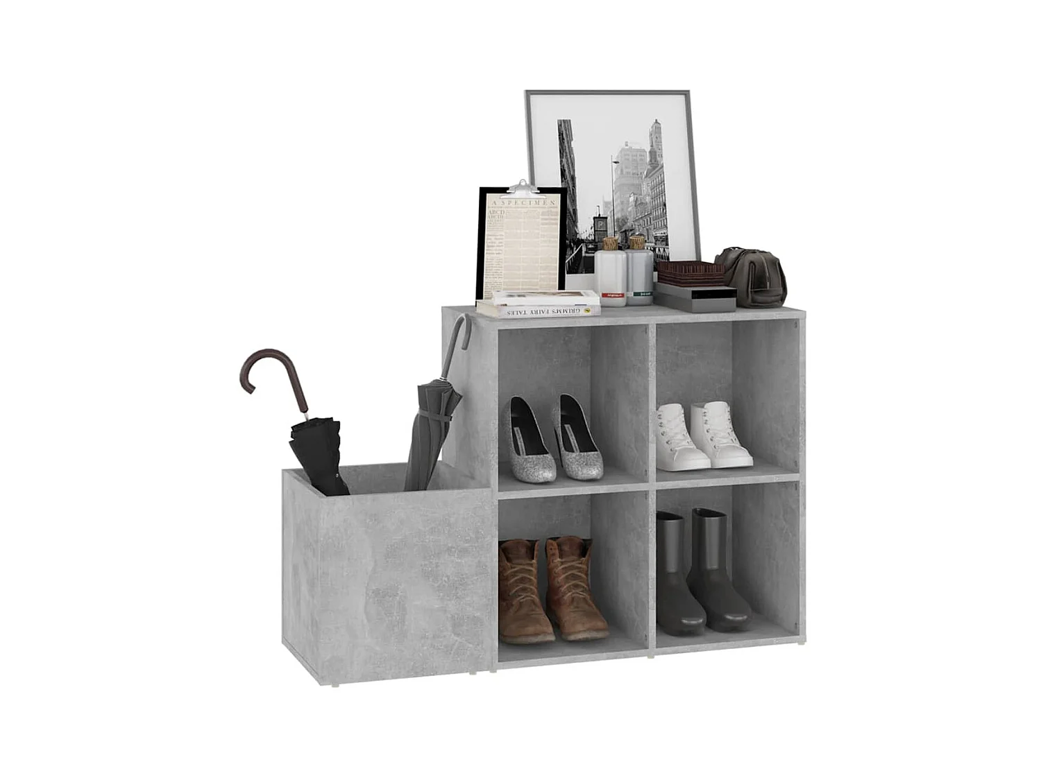 Armoire à chaussures entrée Gris béton 105x35,5x70