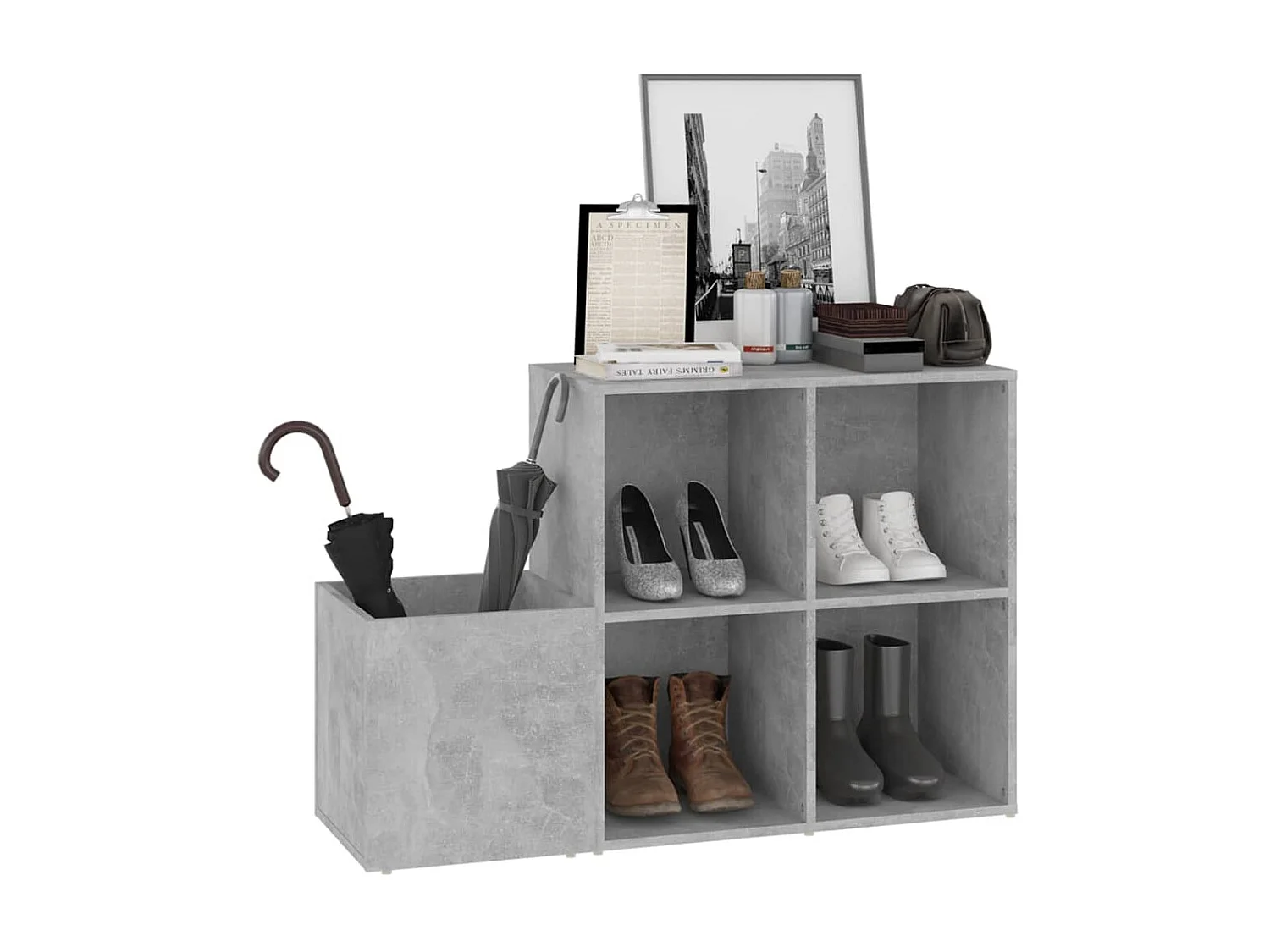 Armoire à chaussures entrée Gris béton 105x35,5x70