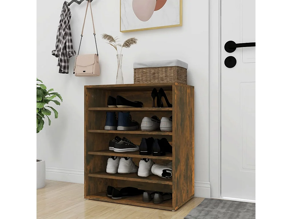Meuble à chaussures Chêne fumé 60x35x70 Bois d'ingénierie