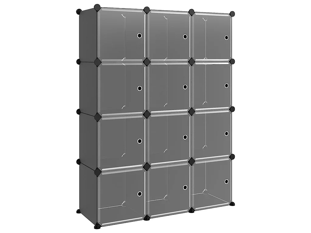 Cubes de rangement 12 pcs avec portes Noir PP