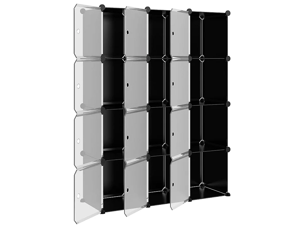 Cubes de rangement 12 pcs avec portes Noir PP