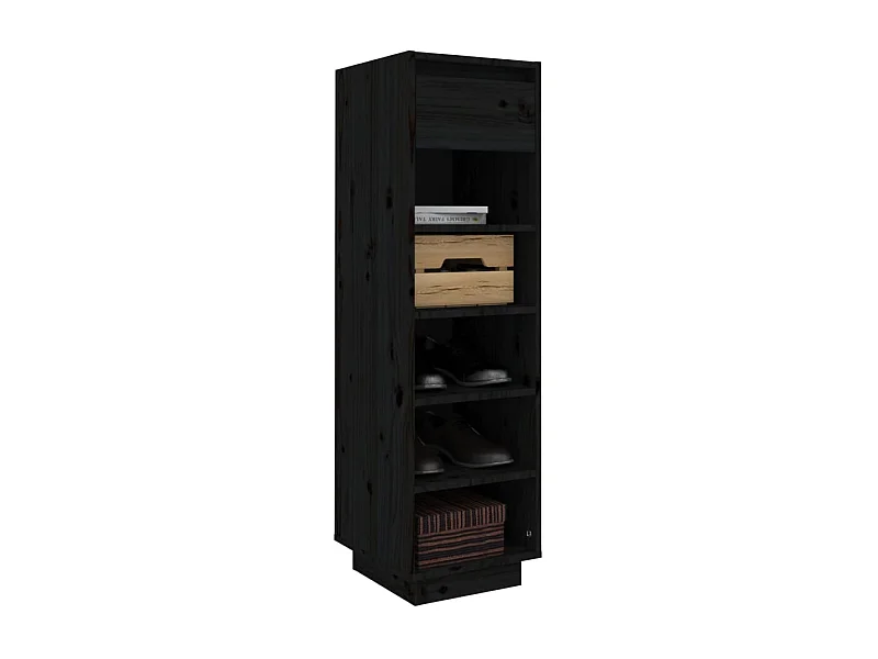 Armoire à chaussures Noir 34x30x105 Bois de pin massif