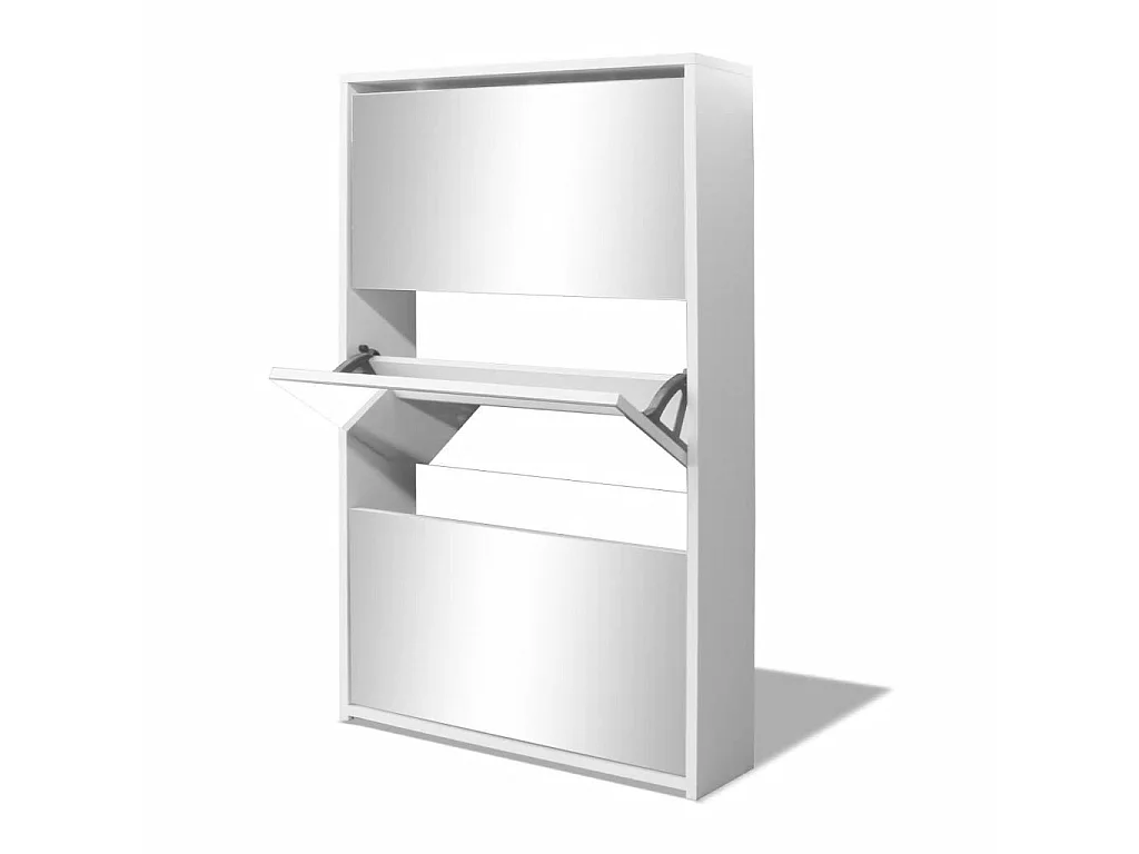 Meuble à chaussures 3 étagères 63 x 17x102,5 Miroir Blanc