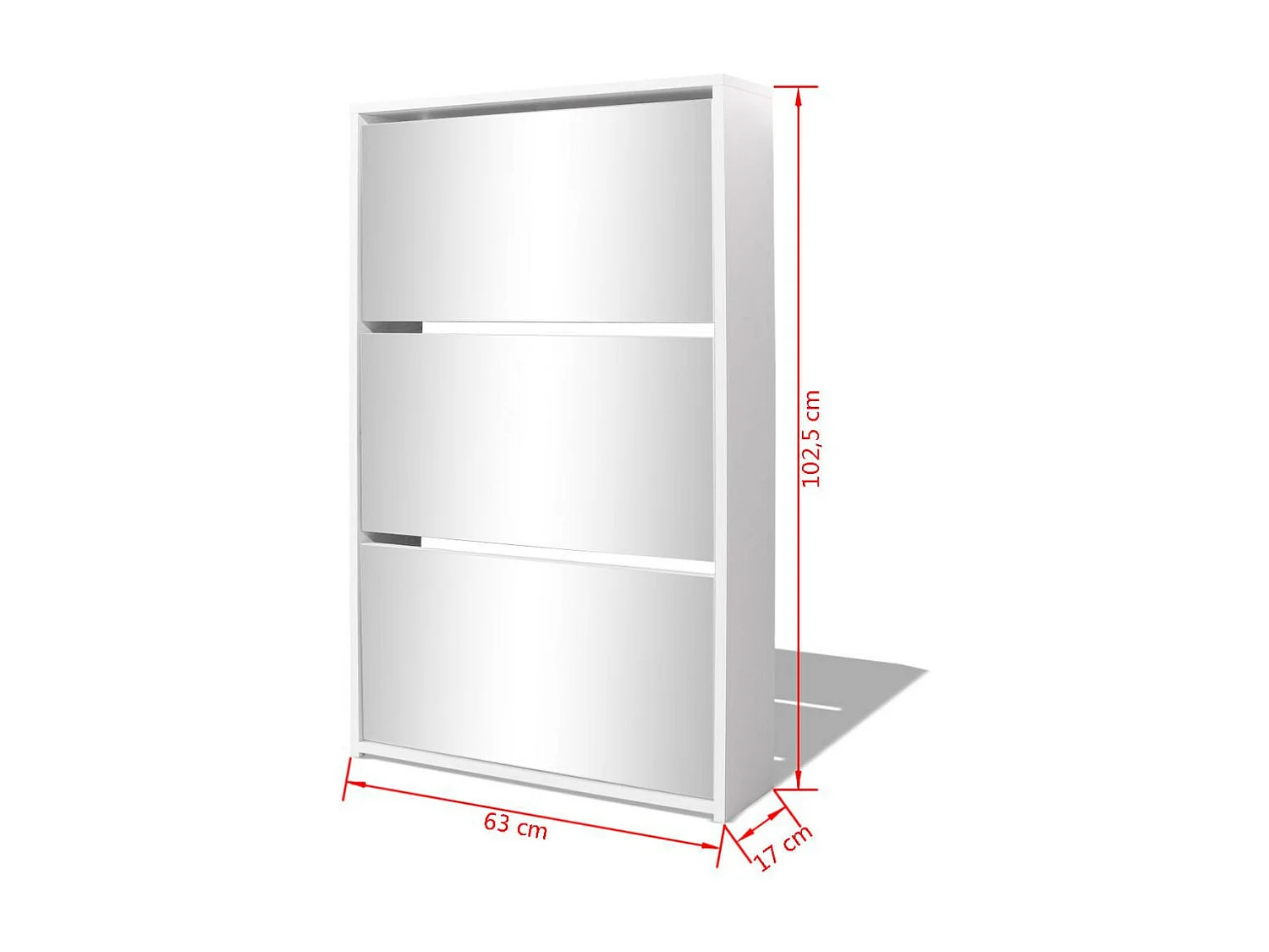 Meuble à chaussures 3 étagères 63 x 17x102,5 Miroir Blanc