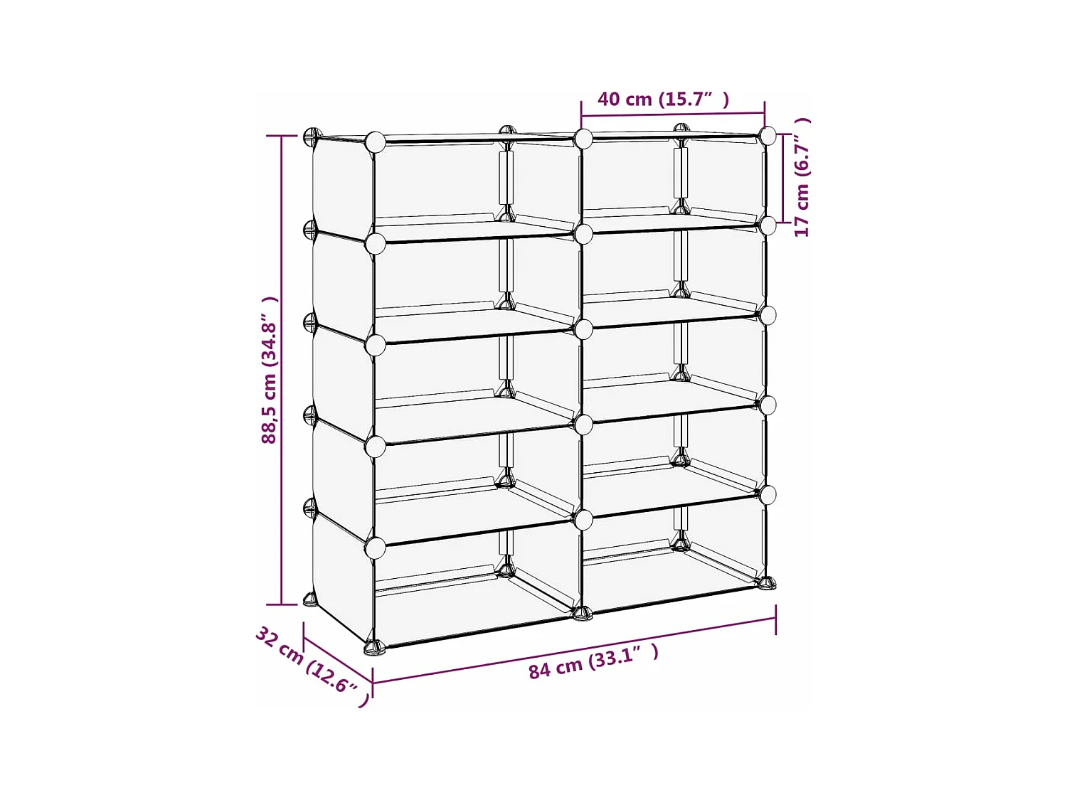 Schoenenrek 84x32x88,5 cm polypropeen transparant
