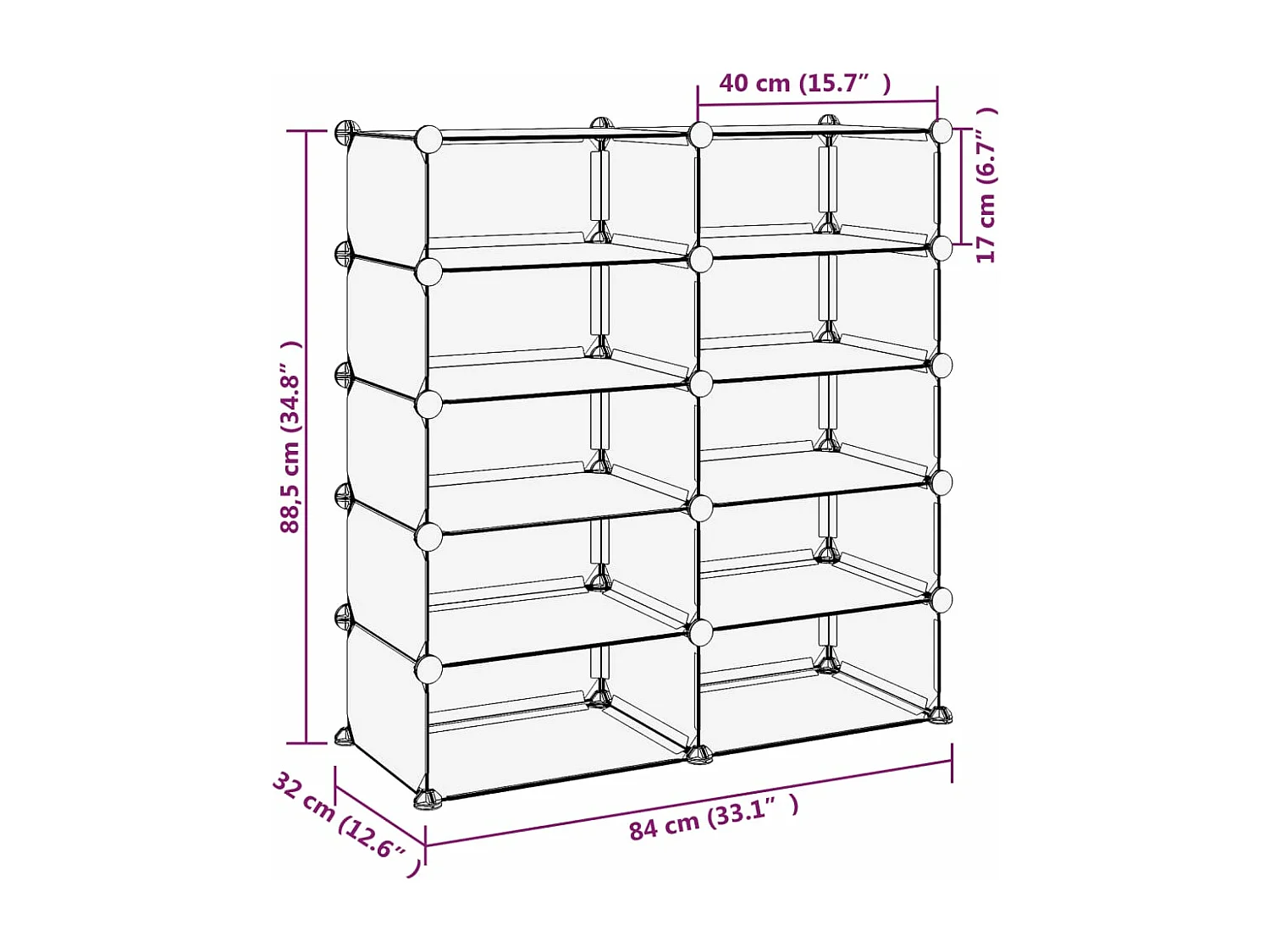 Étagère à chaussures Transparent 84x32x88,5 PP