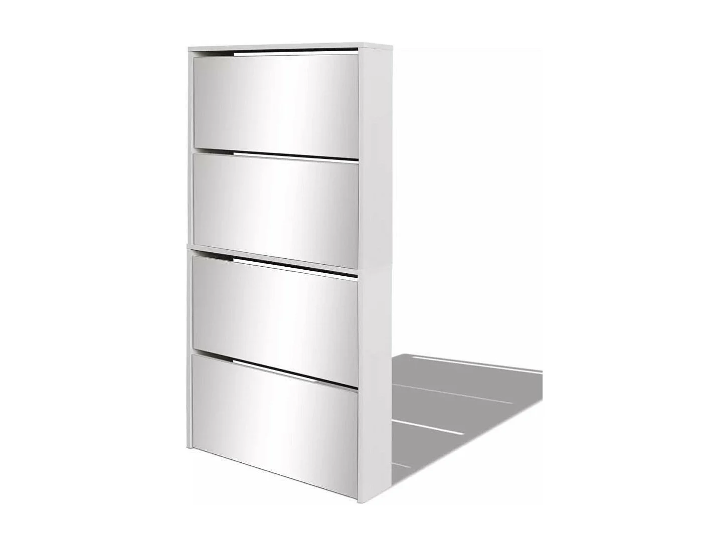 Meuble à chaussures 4 étagères et miroir 63x17x134 Blanc