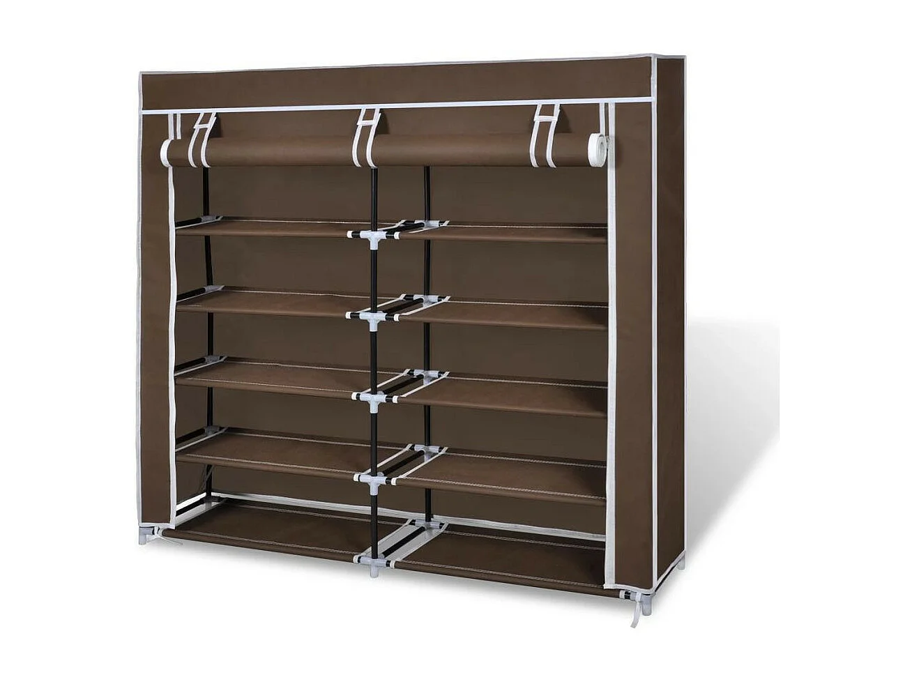 Armoire à chaussures avec housse 115 x 28x110 Tissu Marron