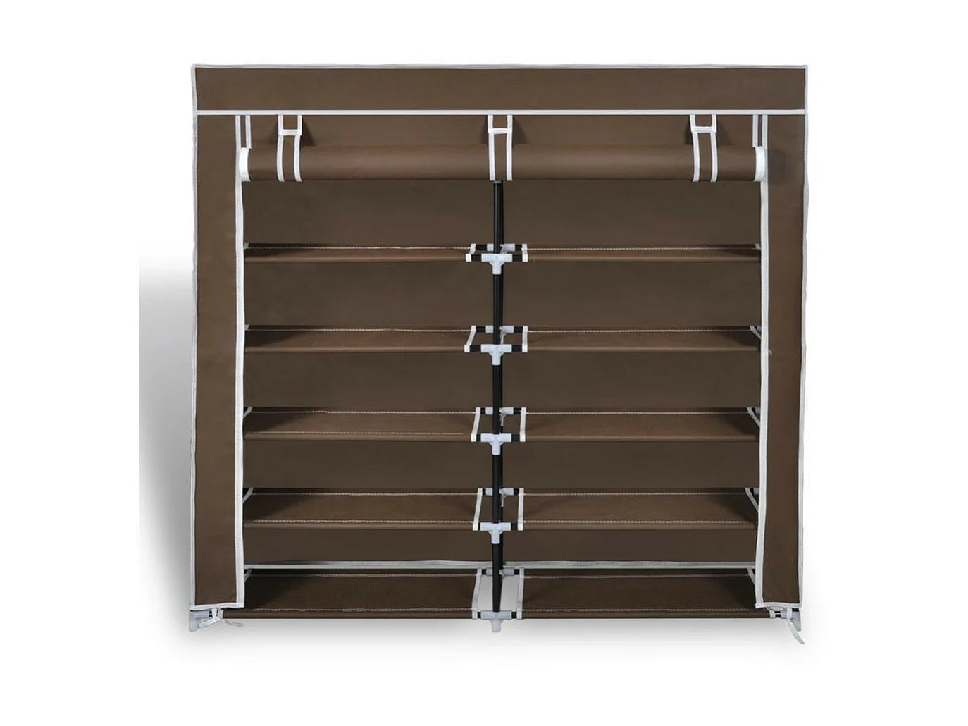 Armoire à chaussures avec housse 115 x 28x110 Tissu Marron