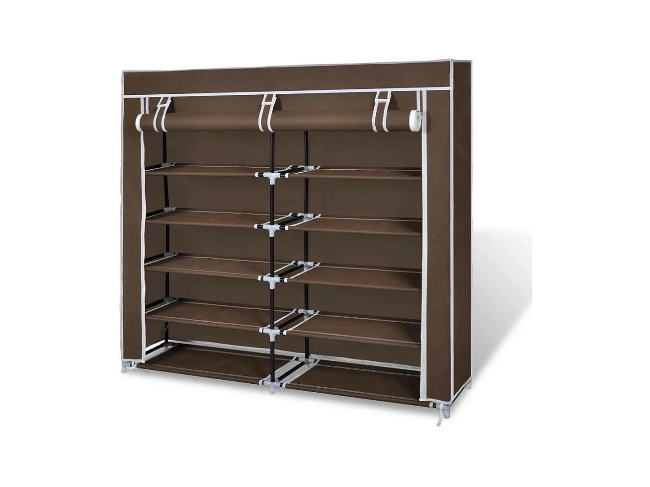 Armoire à chaussures avec housse 115 x 28x110 Tissu Marron