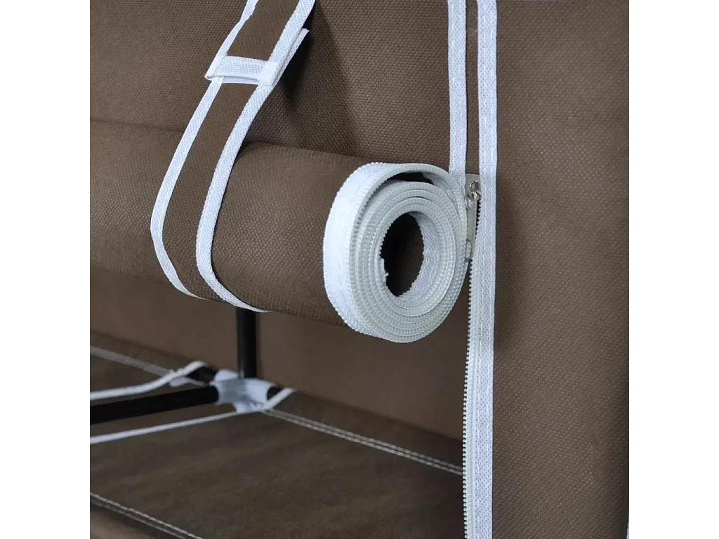 Armoire à chaussures avec housse 115 x 28x110 Tissu Marron