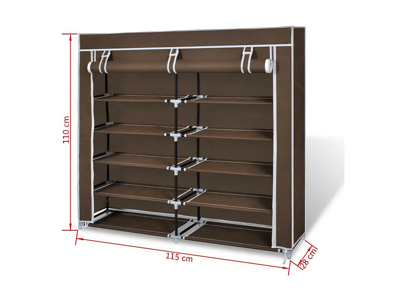 Armoire à chaussures avec housse 115 x 28x110 Tissu Marron