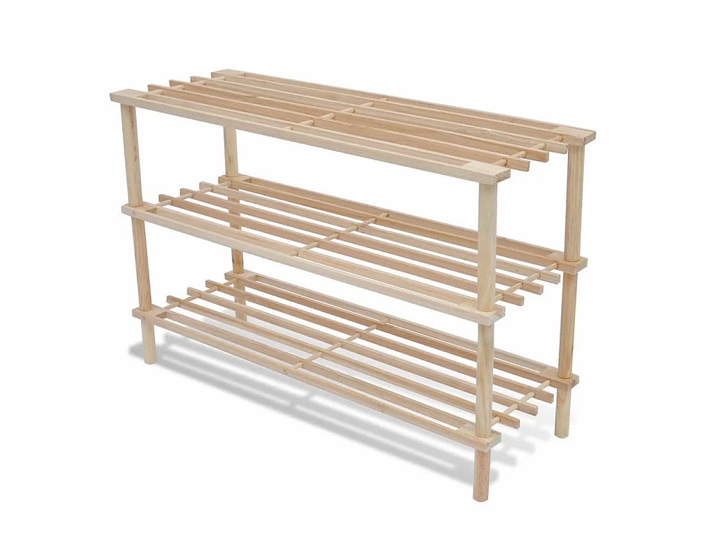 Range-chaussures à 3 étagères 2 pcs Bois de sapin solide