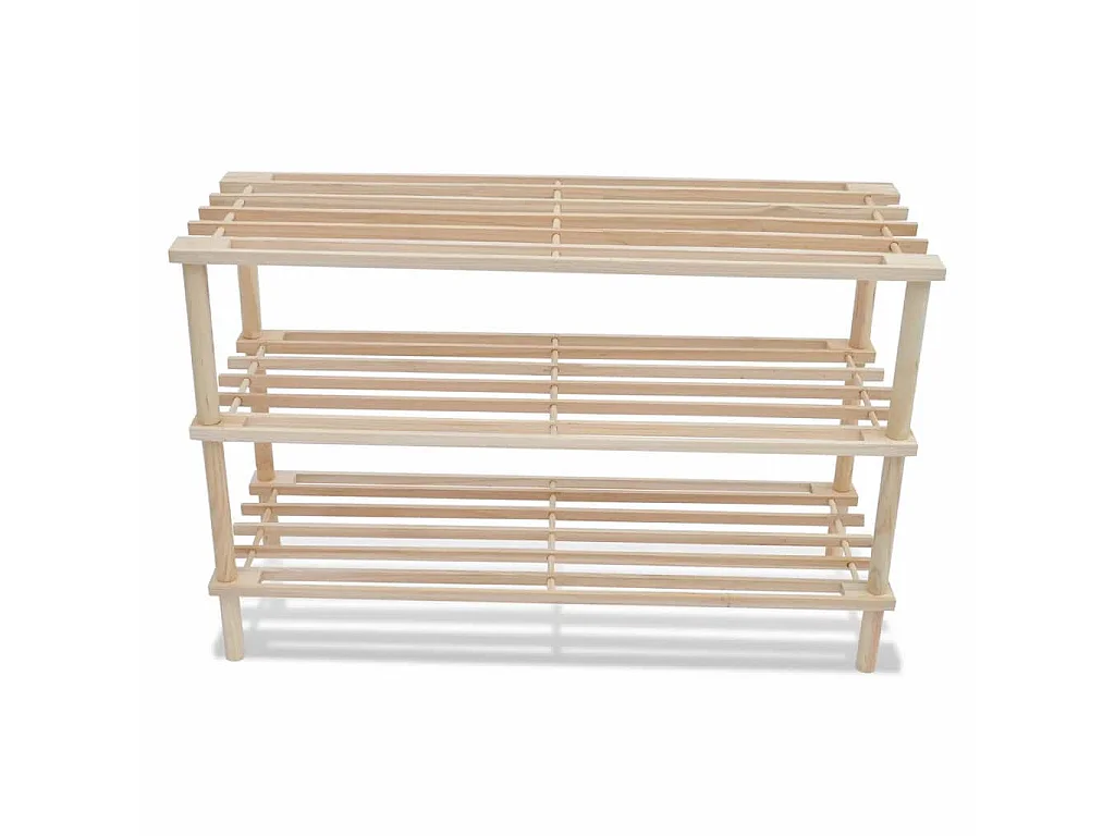 Range-chaussures à 3 étagères 2 pcs Bois de sapin solide