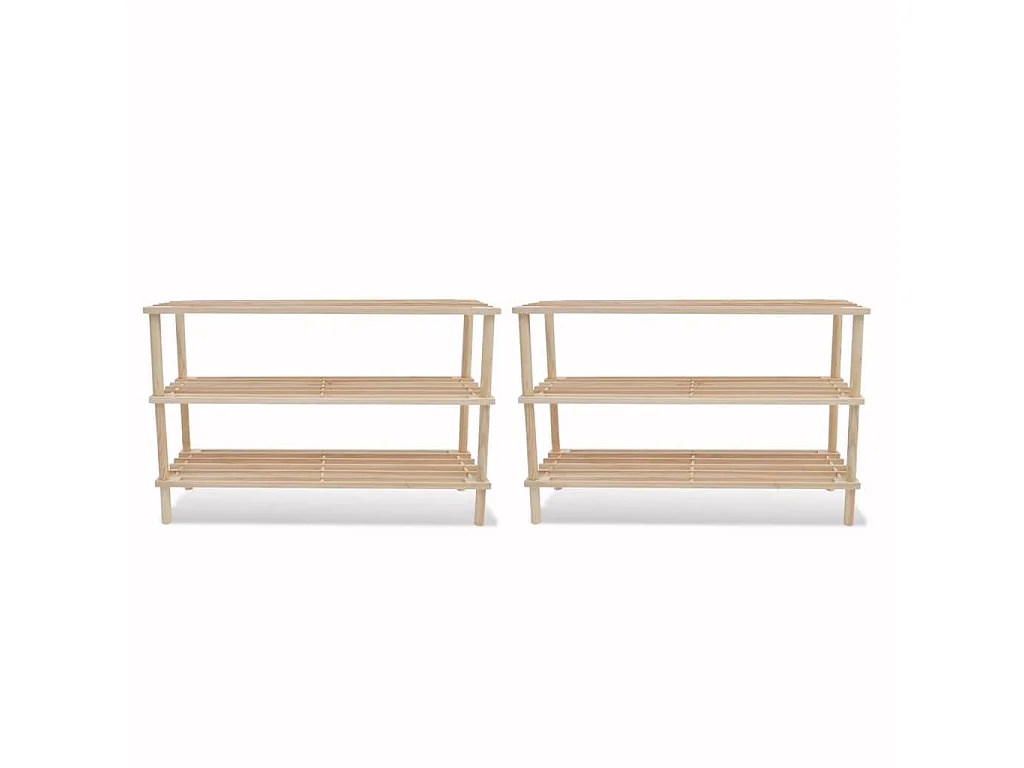 Range-chaussures à 3 étagères 2 pcs Bois de sapin solide