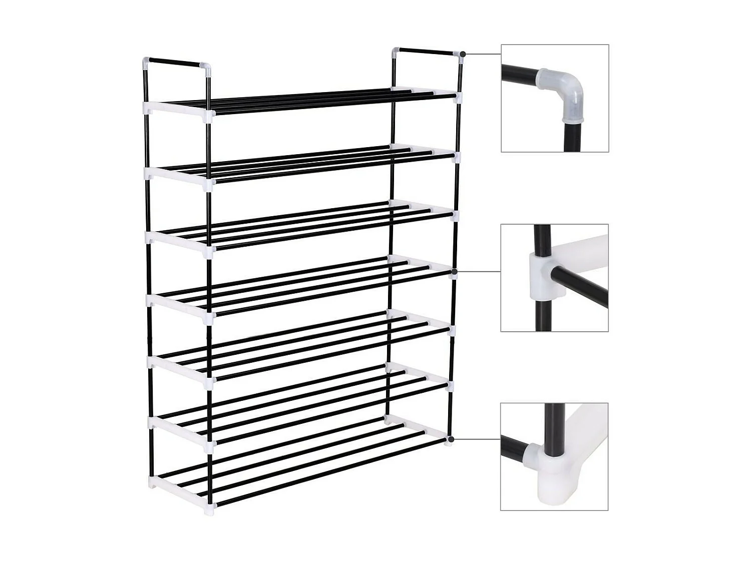 Range-chaussures avec 7 étagères Métal et plastique Noir