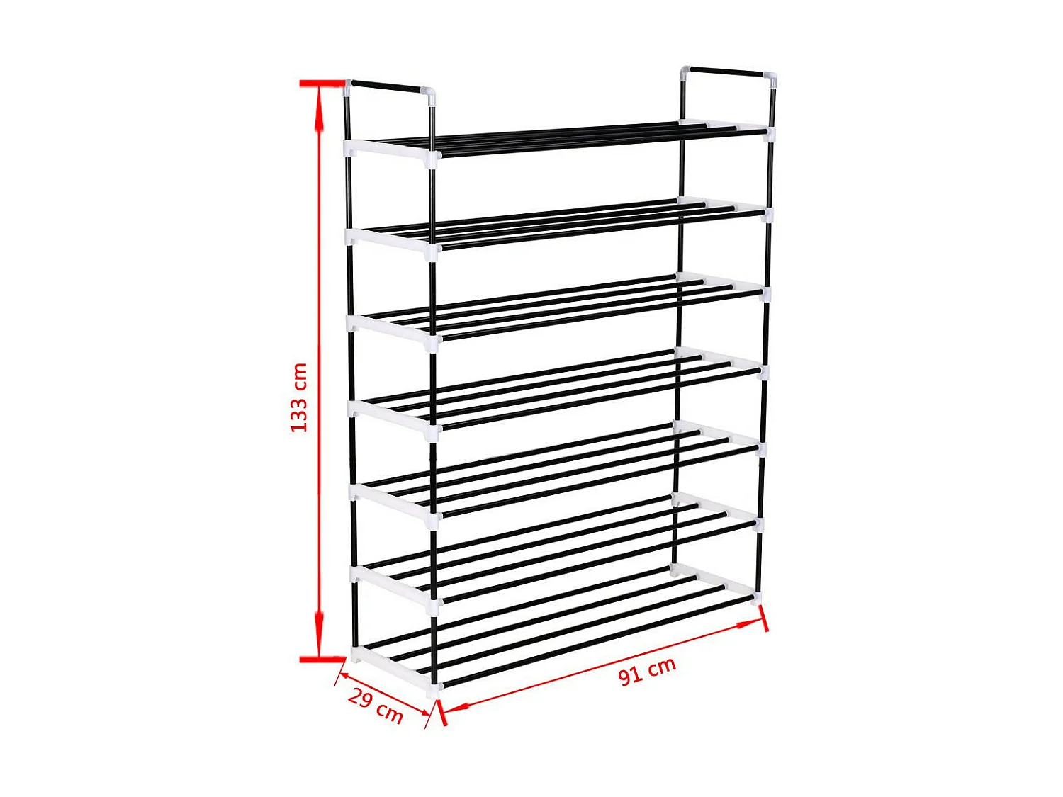 Range-chaussures avec 7 étagères Métal et plastique Noir