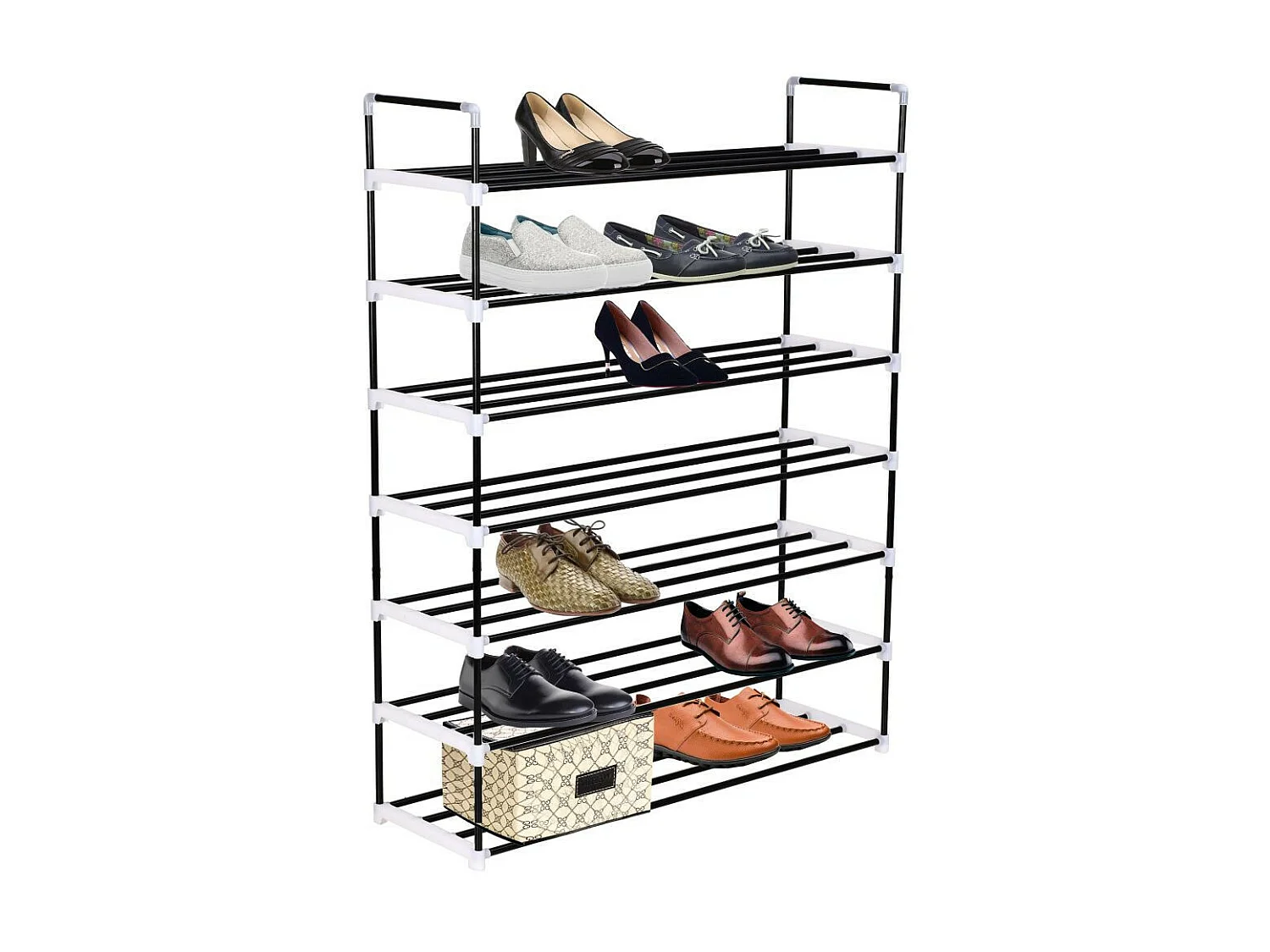 Range-chaussures avec 7 étagères Métal et plastique Noir