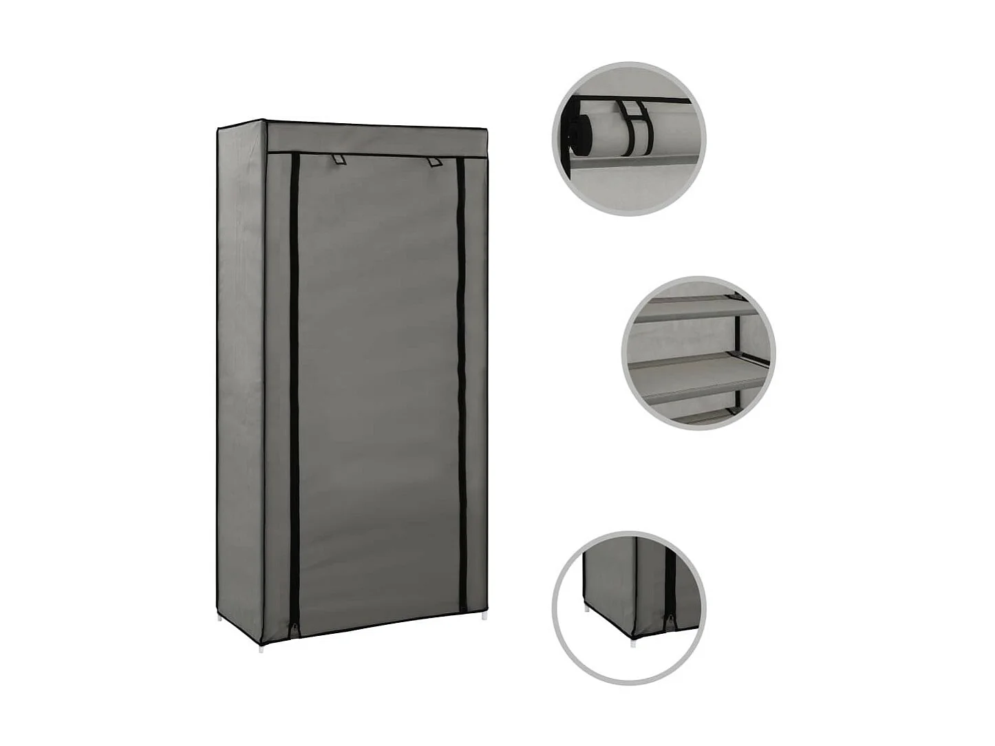 Armoire à chaussures avec housse Gris 58x28x106 Tissu