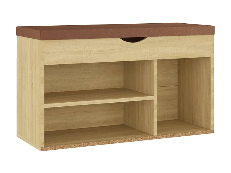Banc à chaussures et coussin Chêne sonoma 80x30x47