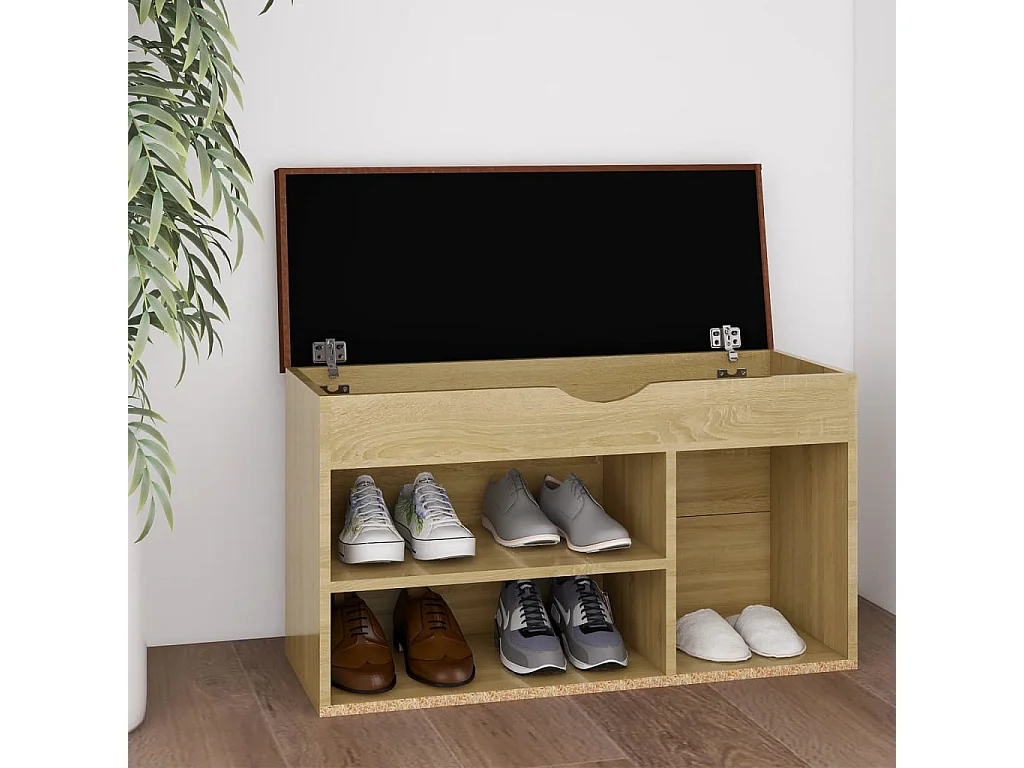 Banc à chaussures et coussin Chêne sonoma 80x30x47