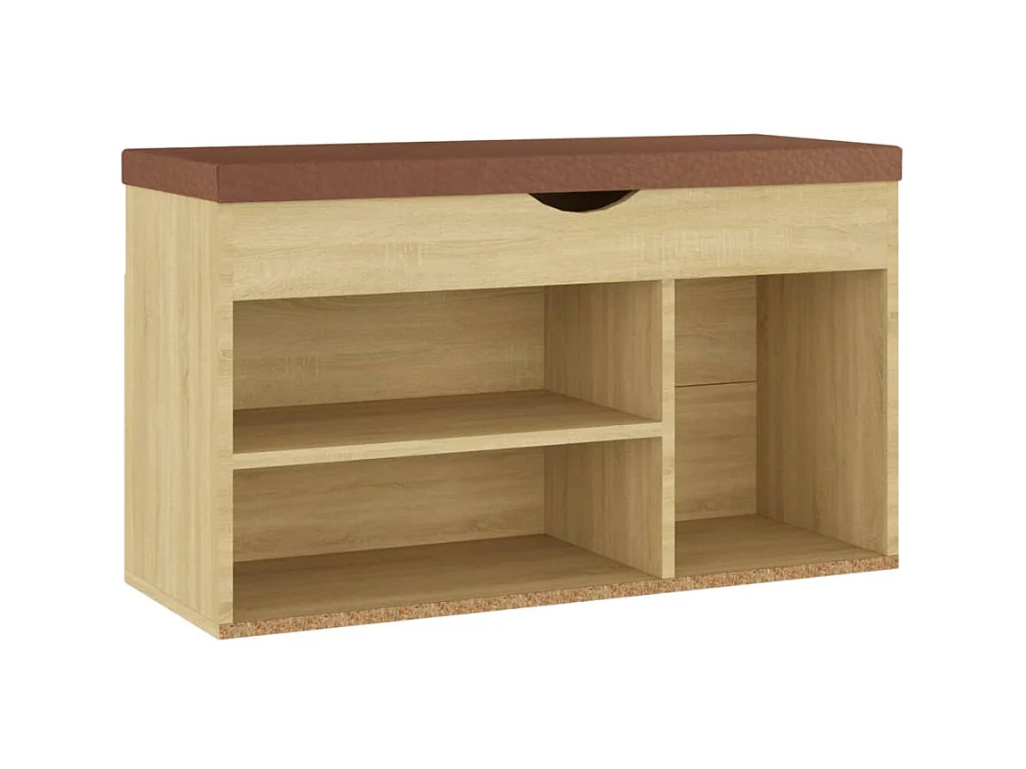 Banc à chaussures et coussin Chêne sonoma 80x30x47