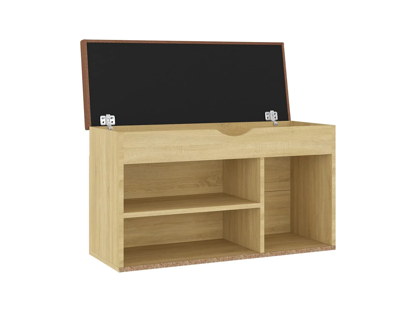 Schoenenbank met kussen 80x30x47 cm bewerkt hout sonoma eiken