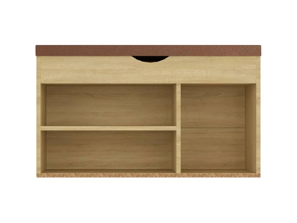 Schoenenbank met kussen 80x30x47 cm bewerkt hout sonoma eiken
