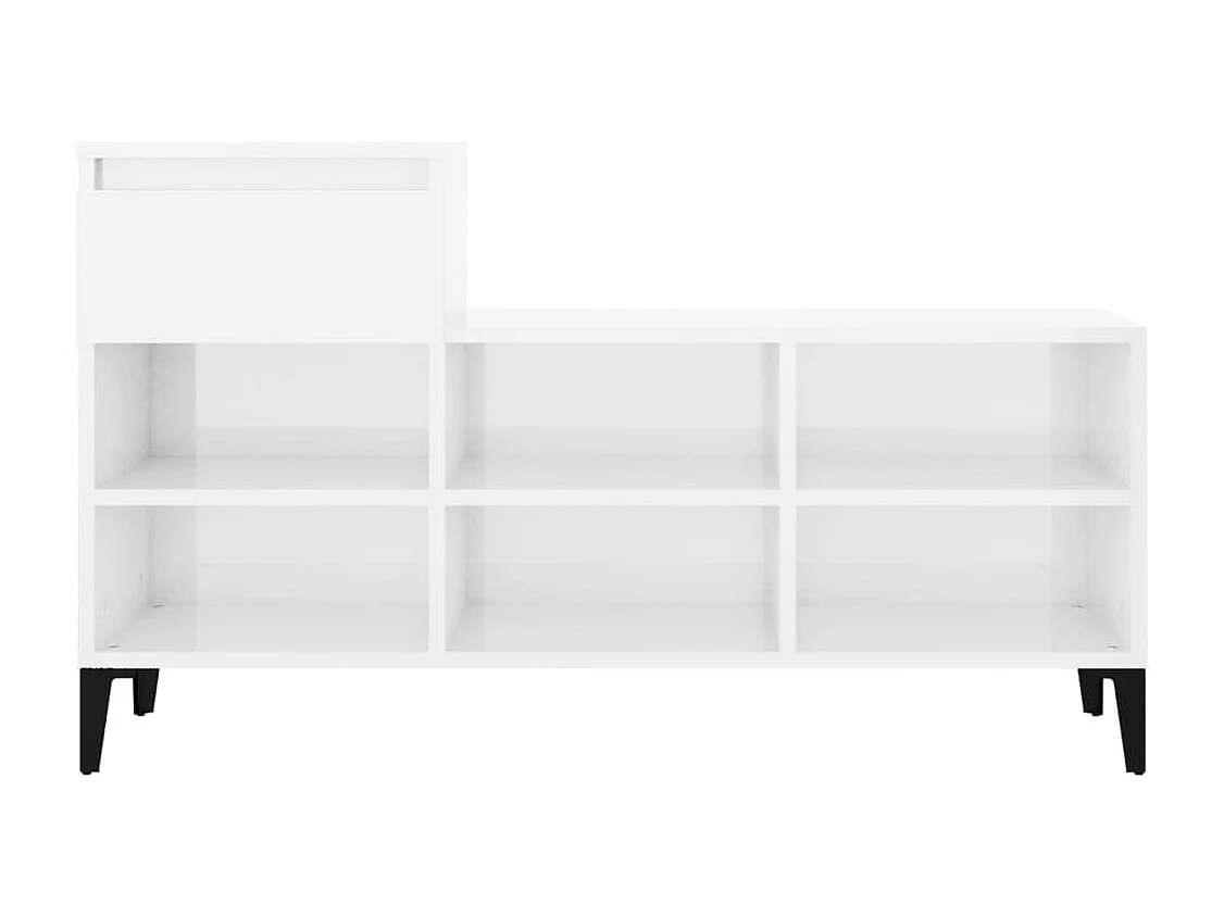 Armoire à chaussure Blanc brillant 102x36x60 Bois ingénierie